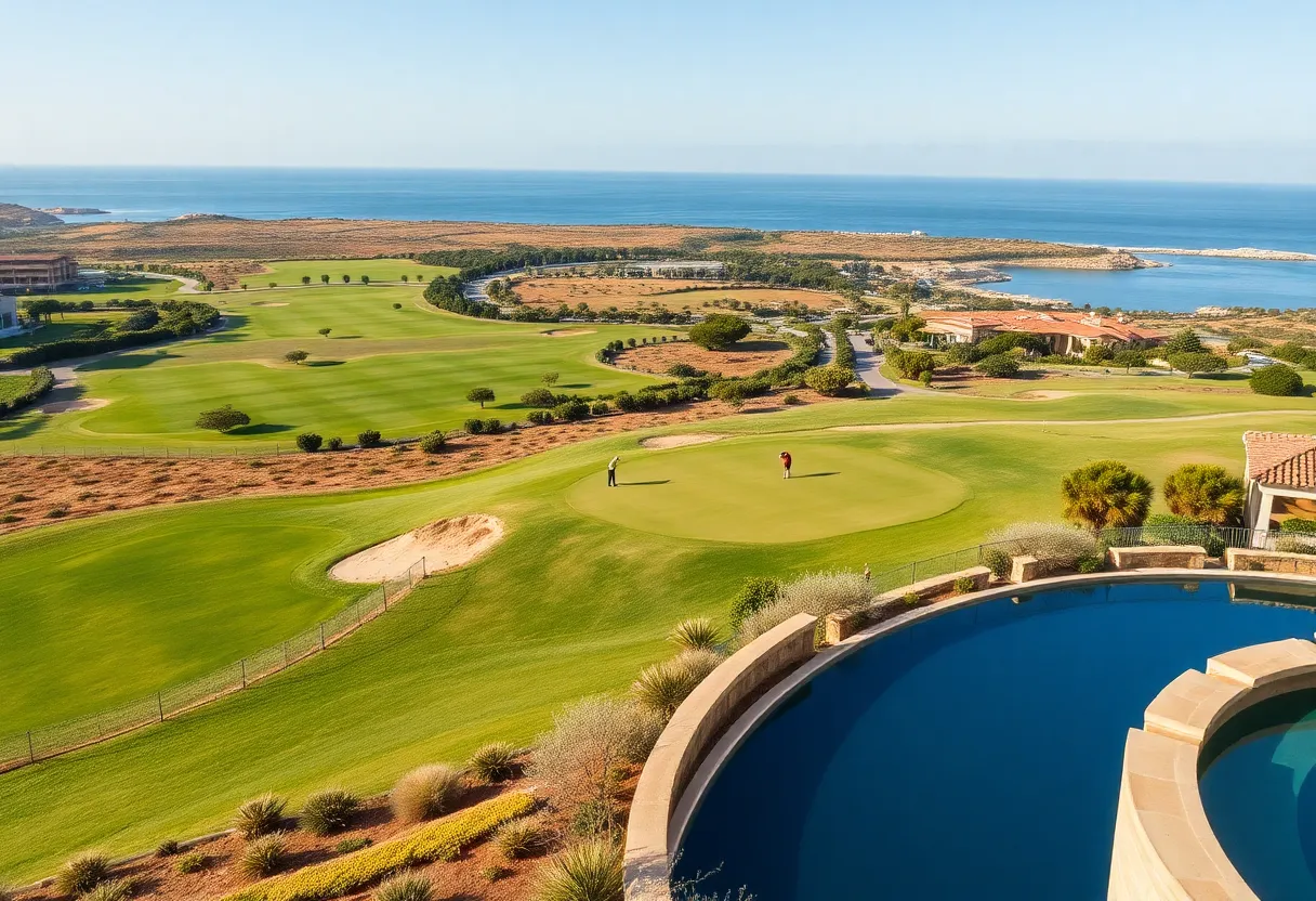 Golfers playing at a scenic Algarve golf course