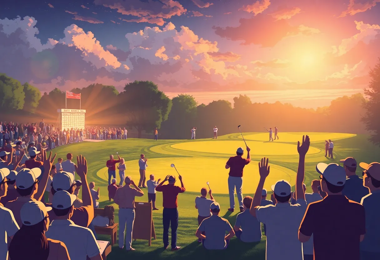 Crowd cheering at the Australian Open Golf Championship