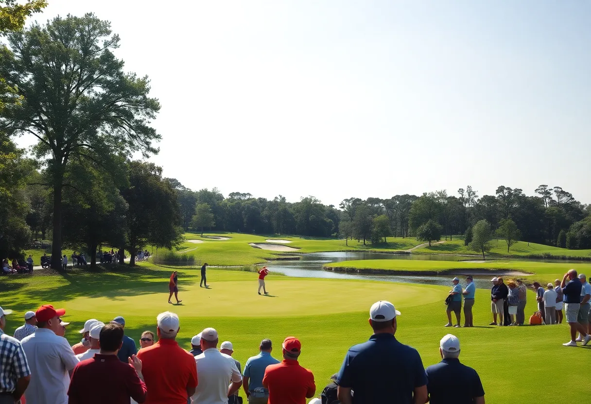 Golfers playing at the Australian Open tournament