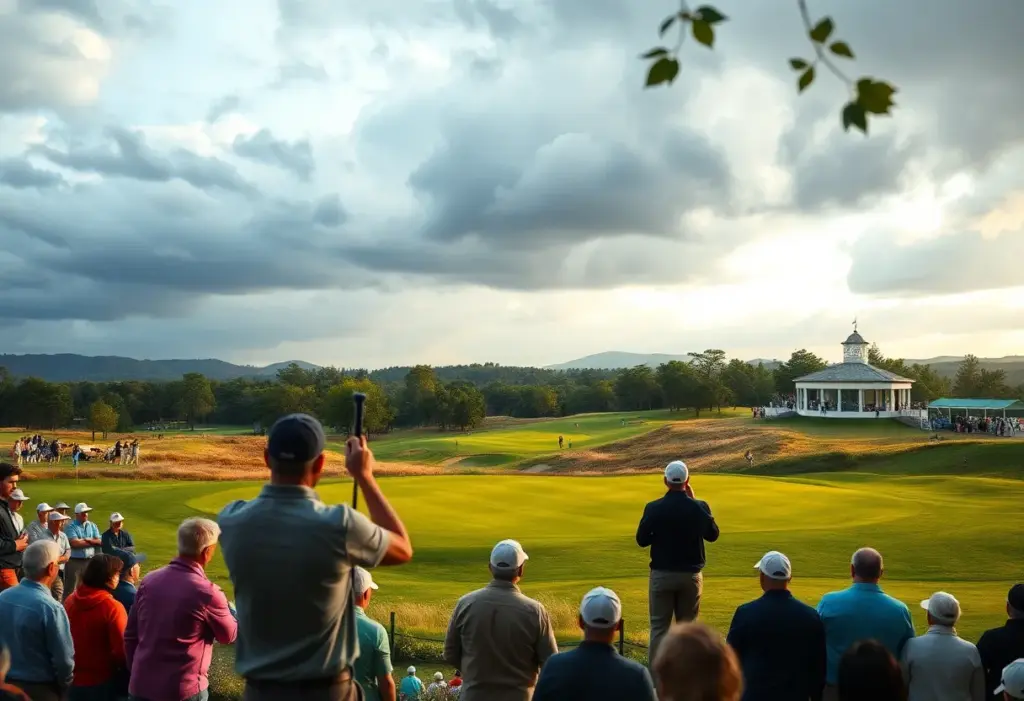 Golf players competing at the Australian Open golf tournament