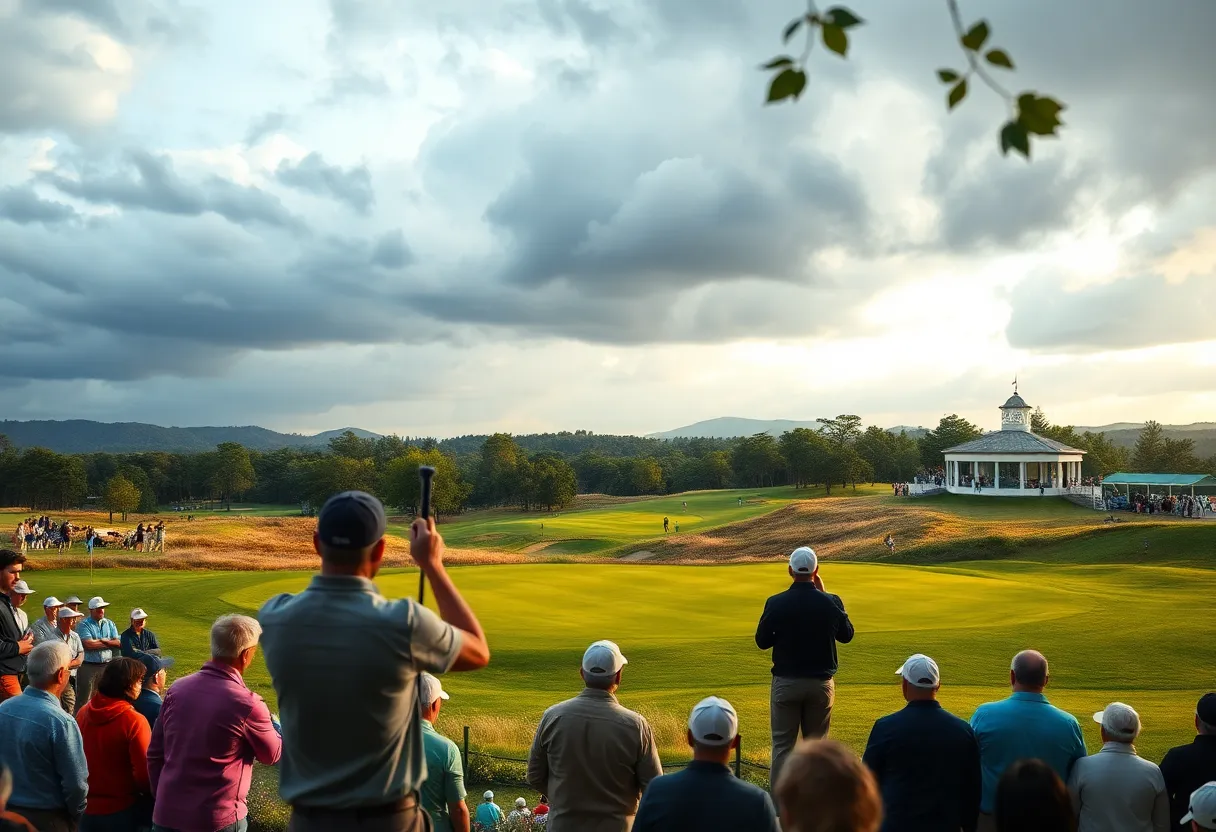 Golf players competing at the Australian Open golf tournament