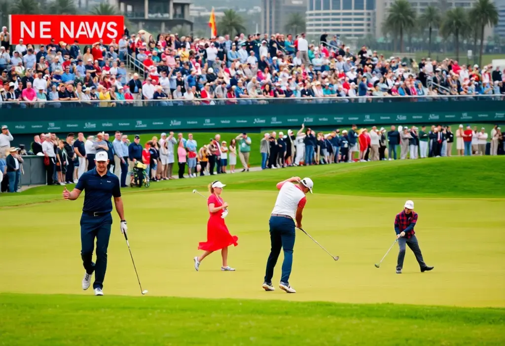 Golfers on the course at the Australian Open.