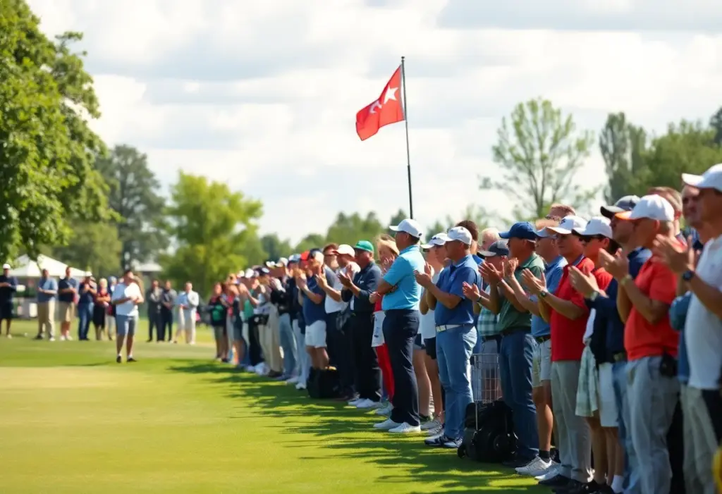 Action shot of a golf tournament at Royal Melbourne Golf Club