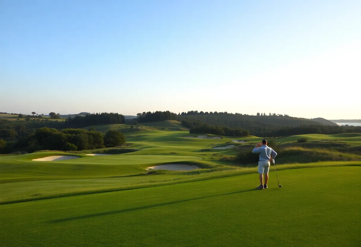 Golfers playing at the Crown Australian Open at Royal Melbourne Golf Club