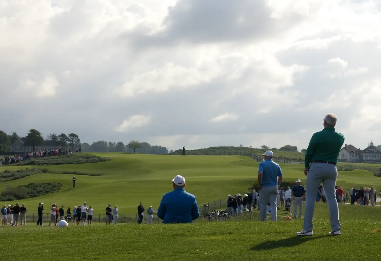 Golf tournament at Royal Melbourne with players and spectators