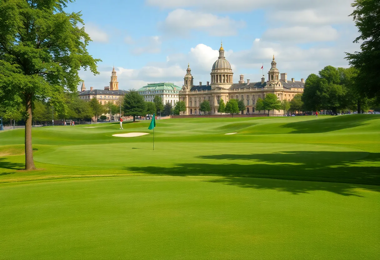 Public golf course in Washington D.C. with historical landmarks