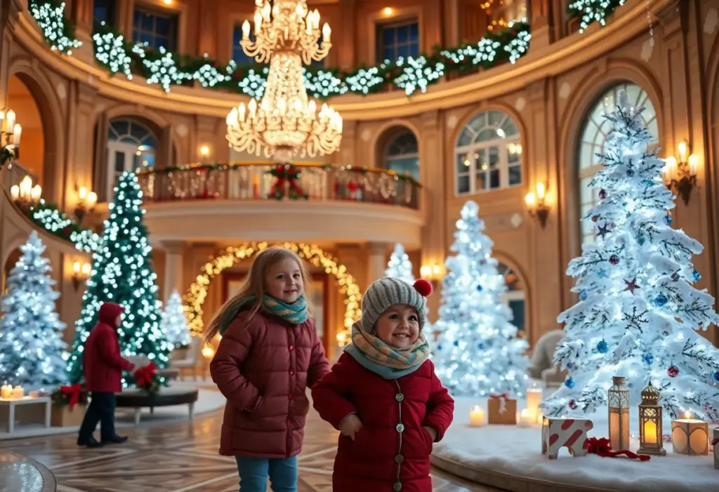 A festive scene at Fairmont St Andrews during Christmas with decorations