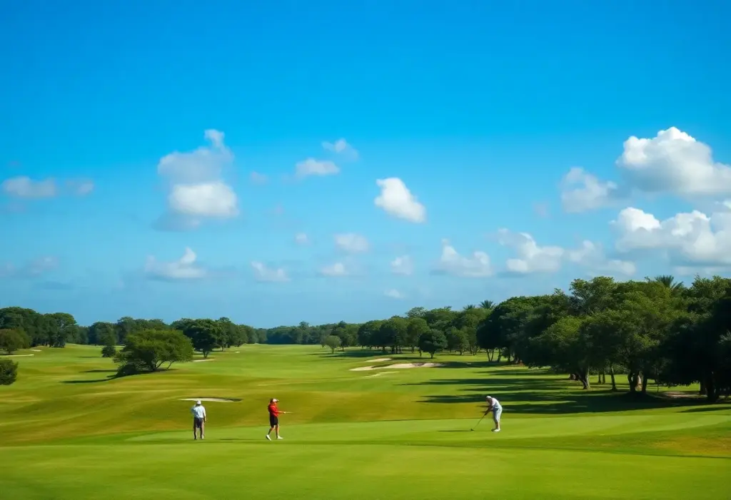 Golfers enjoying a sunny day at a Florida golf course.