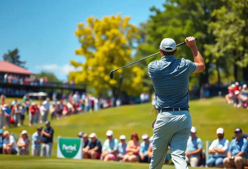 Golfer swinging during the Nedbank Golf Challenge