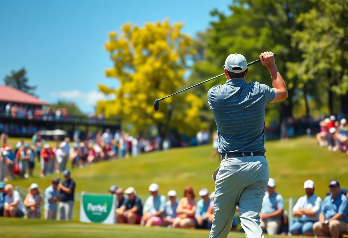 Golfer swinging during the Nedbank Golf Challenge