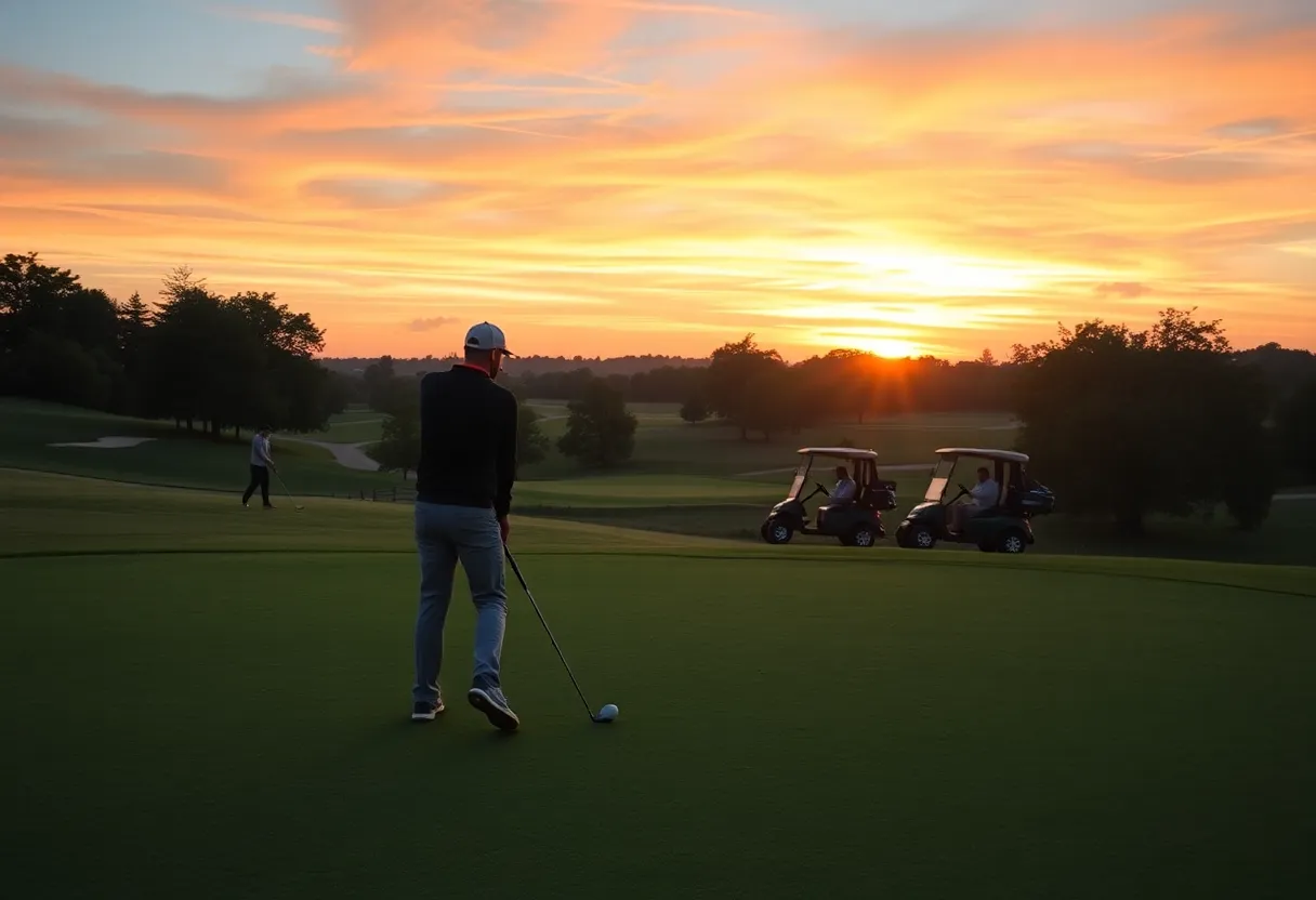 Golfers playing on a beautiful golf course
