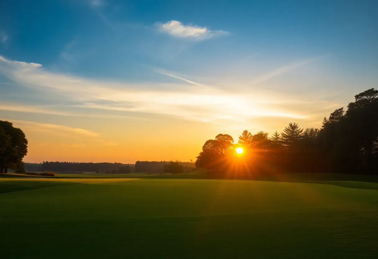 Golf course sunset in memory of Jumbo Ozaki