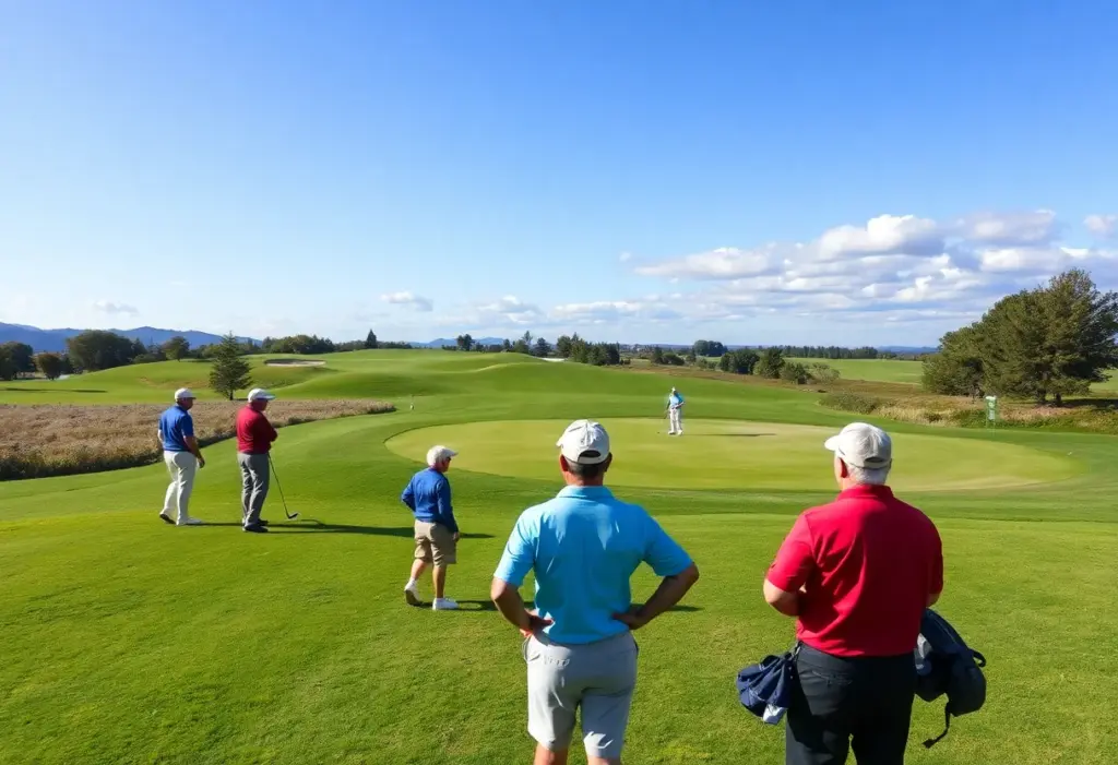 Golf players experiencing slow play on the course
