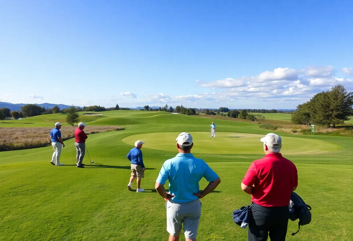 Golf players experiencing slow play on the course