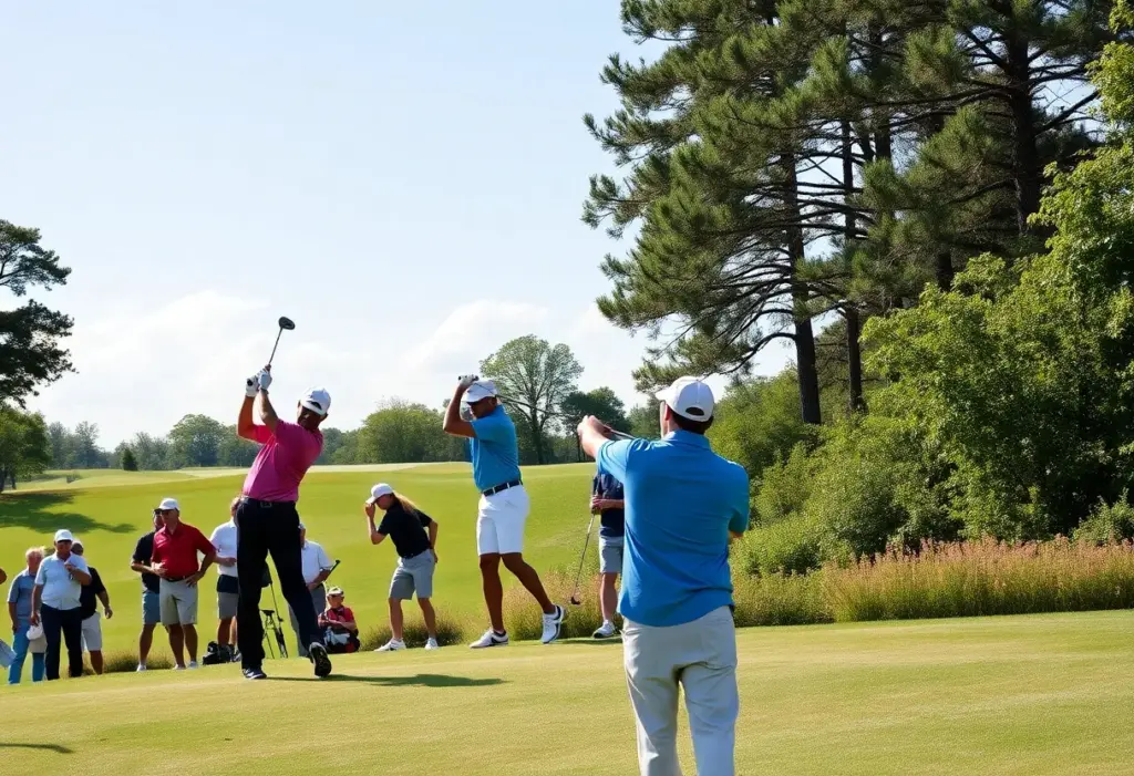 Golfer competing in a tournament on a golf course