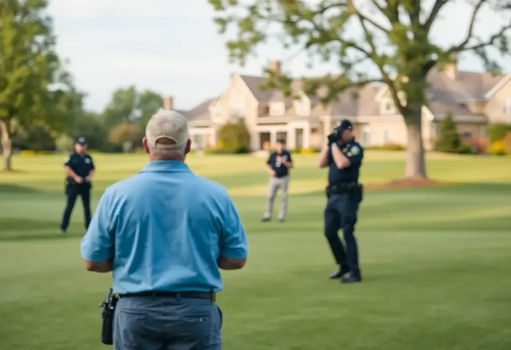 Police activity near a golf course