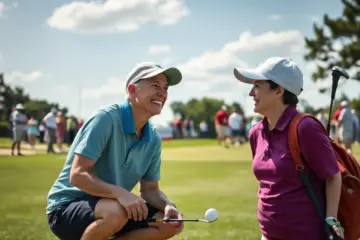 A mother and son enjoying golf at the PNC Championship.