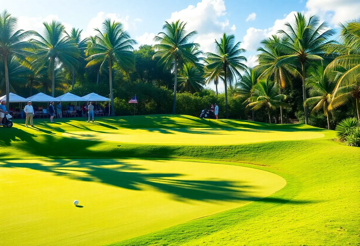 Golf tournament scene in the Bahamas