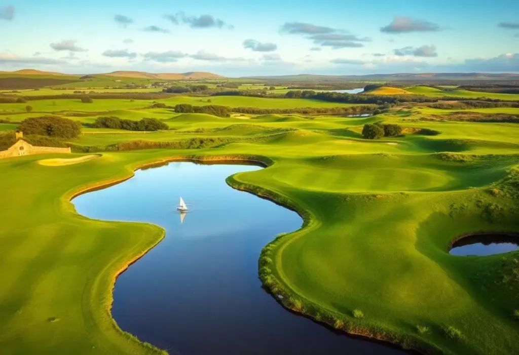 Beautiful Irish golf course with lush fairways and water features