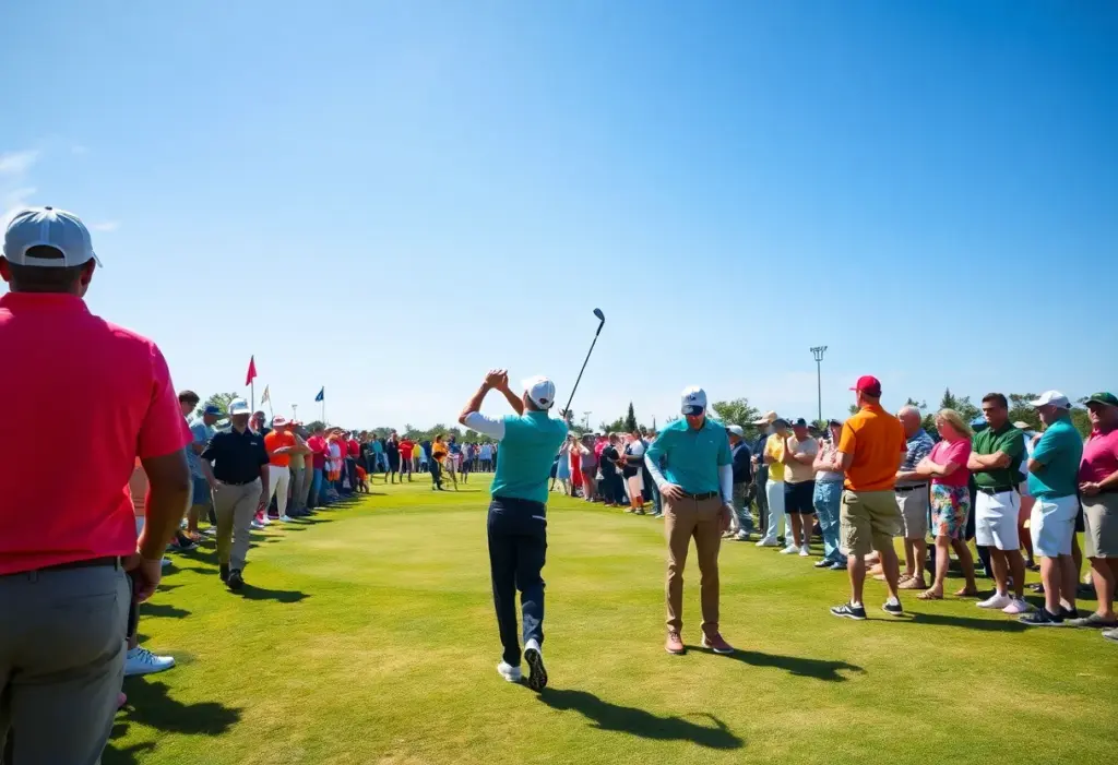 A golf tournament scene paying tribute to Jumbo Ozaki's legacy.