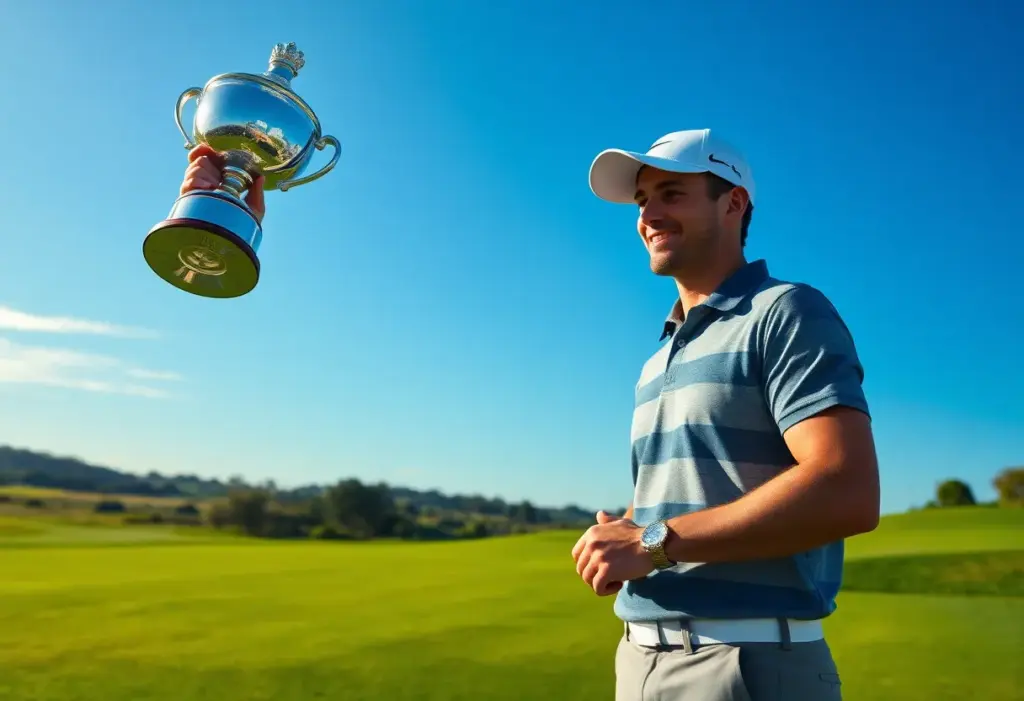 Golfer celebrating victory at the golf course