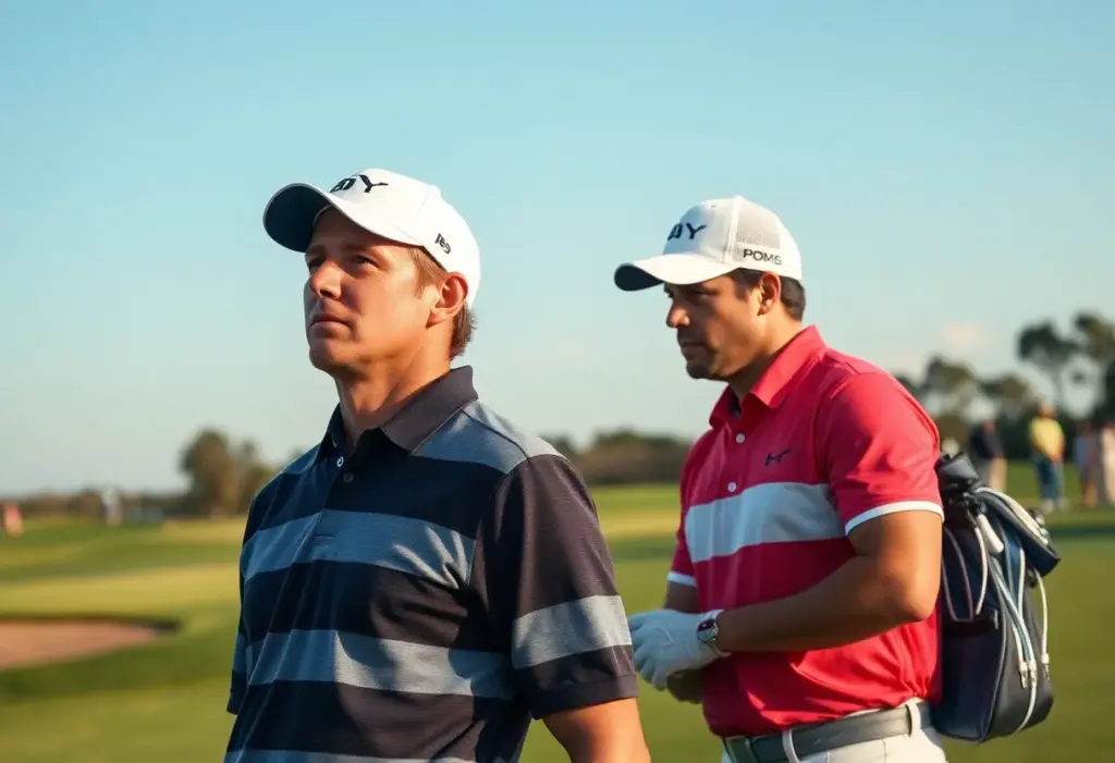 Golf scene reflecting the ups and downs of a player's journey.