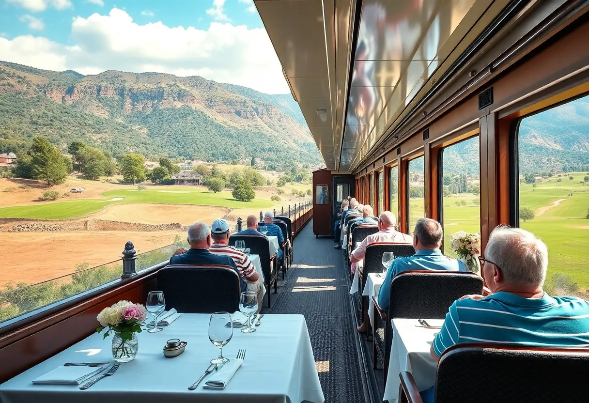 Luxury train journey through Italy with scenic golf courses