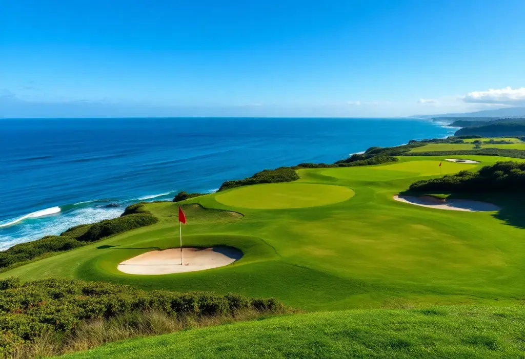 Golf course at La Réserve with ocean views