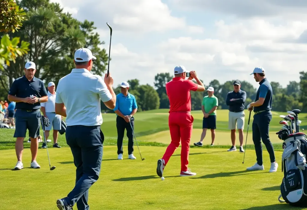LIV Golf tournament scene showcasing players and fans
