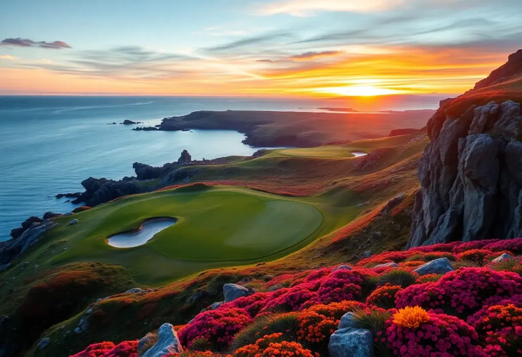 Stunning view of Lofoten Links Golf Course with coastal landscapes