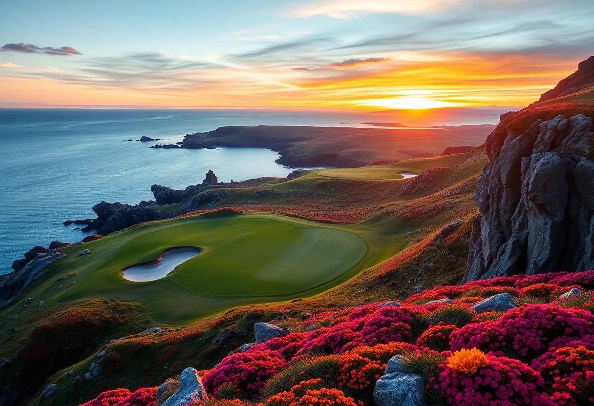 Stunning view of Lofoten Links Golf Course with coastal landscapes