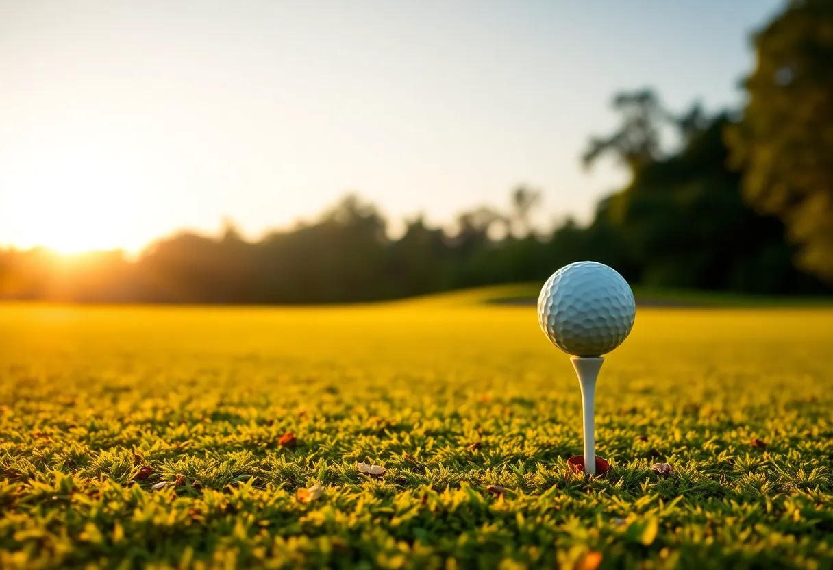A golf course at sunrise representing the legacy of golf.
