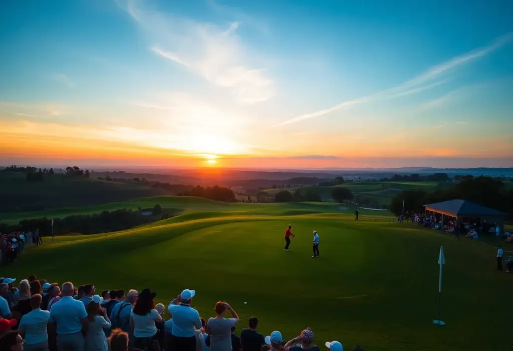 Golf course at sunset during the Nedbank Golf Challenge