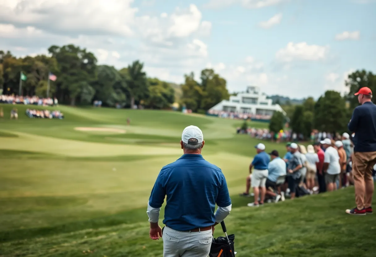 Golf course during the Nedbank Golf Challenge with spectators