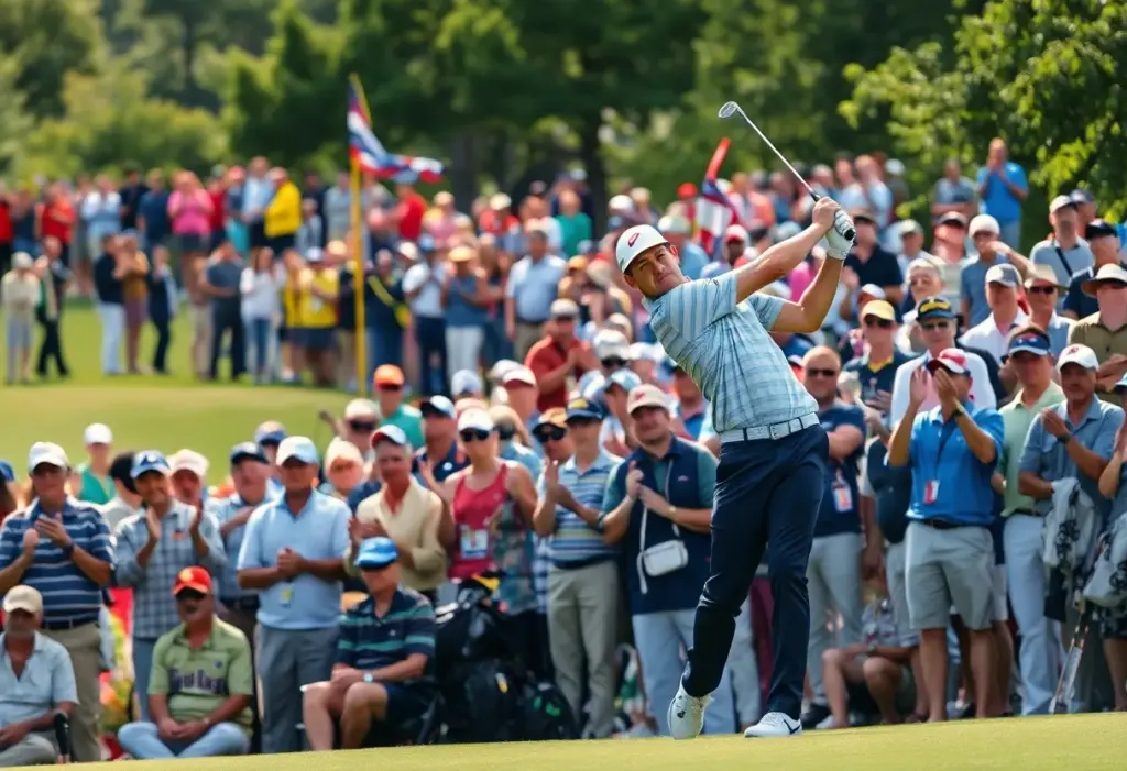 Golfer celebrating victory at the Australian Open