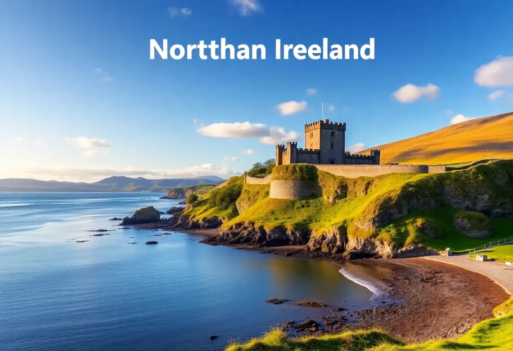 Stunning landscape of Northern Ireland with historical sites and natural beauty.