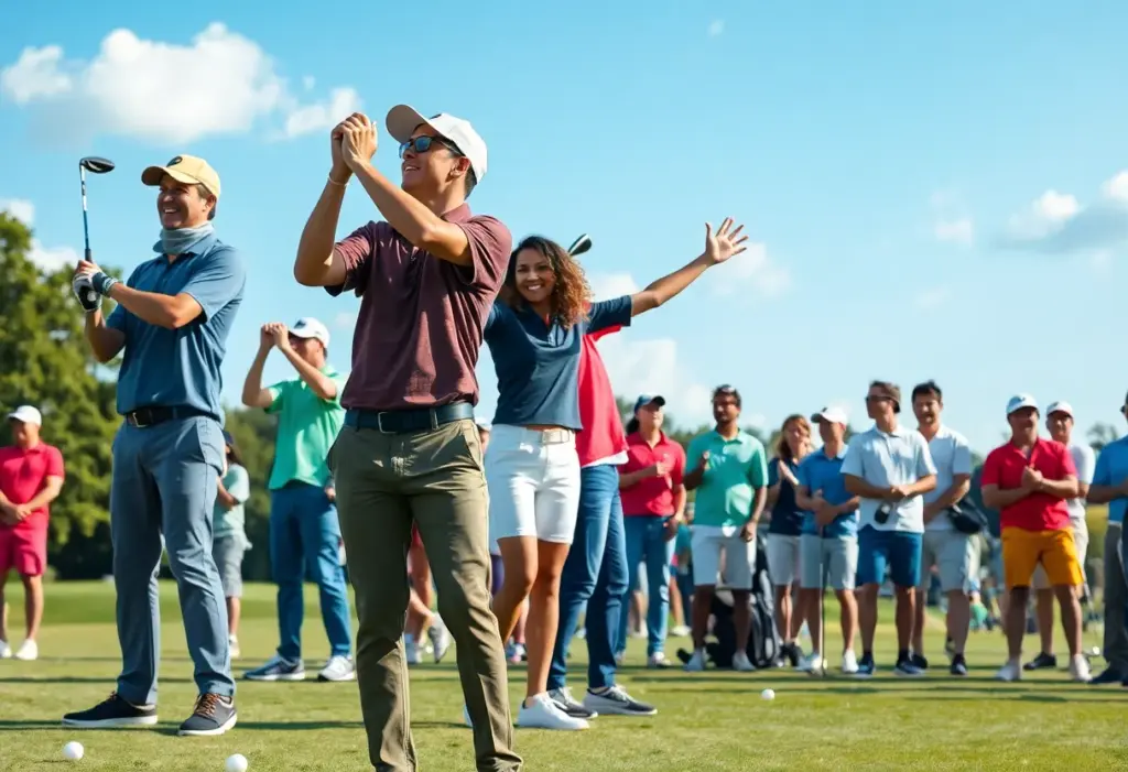 Emerging golfers practicing on a golf course