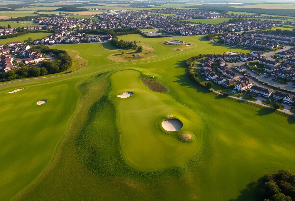 Lush green golf course in Portugal with scenic backdrop