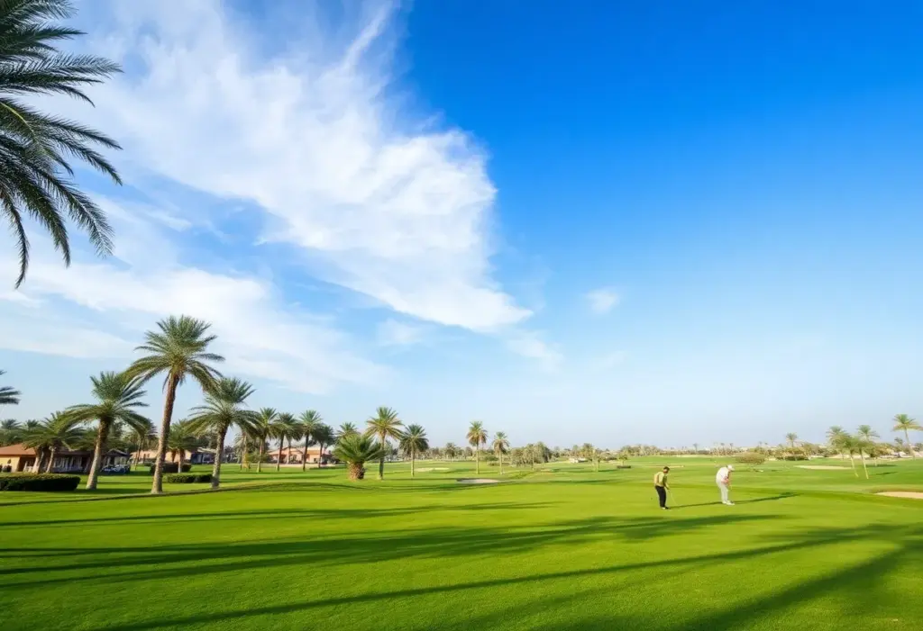 Golf course in Ras Al Khaimah with scenic landscaping