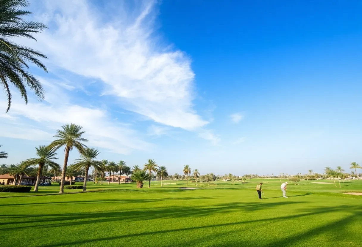 Golf course in Ras Al Khaimah with scenic landscaping