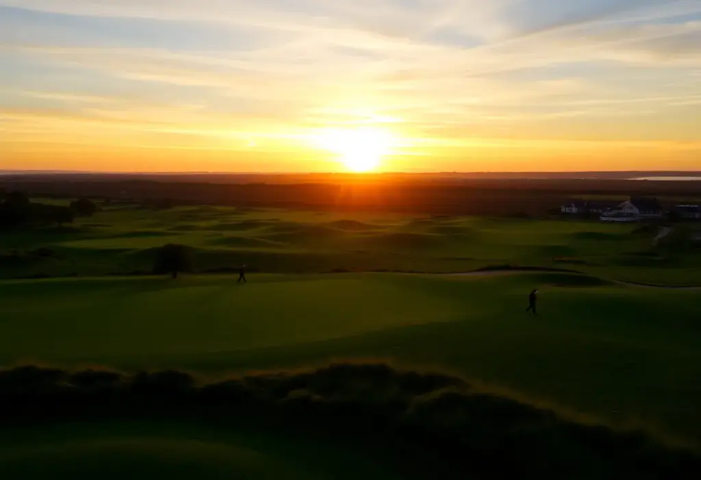 Aerial view of Royal Birkdale Golf Course at sunset