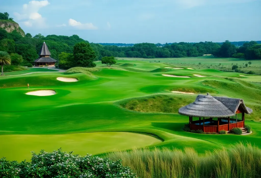 Breathtaking landscape of Royal St. George’s Golf Course showcasing its lush fairways and historical architecture.