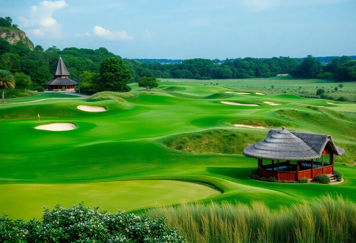 Breathtaking landscape of Royal St. George’s Golf Course showcasing its lush fairways and historical architecture.