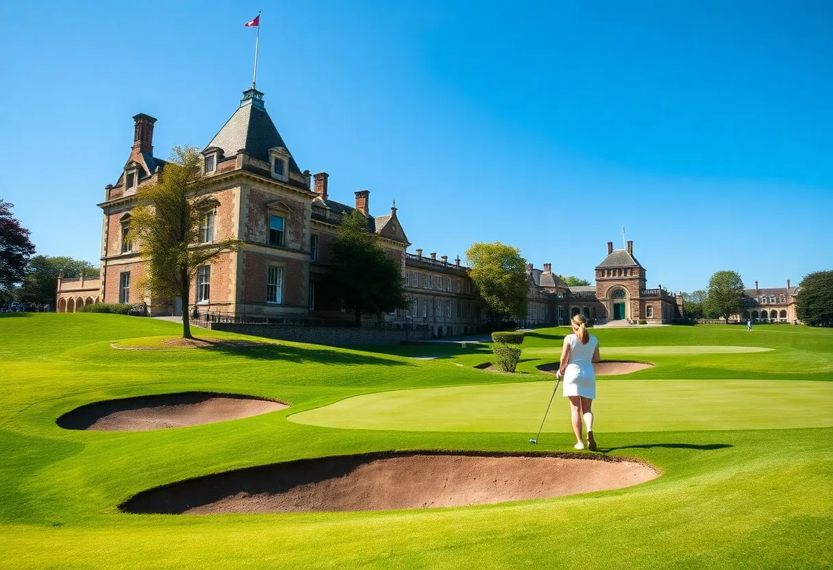 Lush greens of Royal St. George’s Golf Course with bunkers