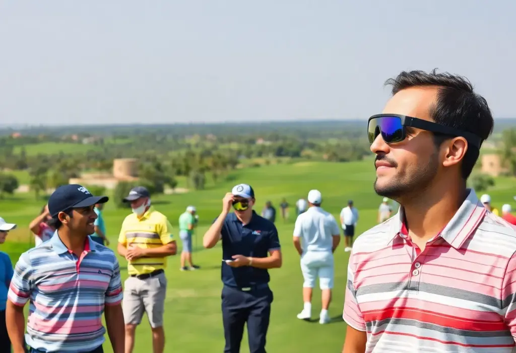 A golf tournament in progress at Dirab Golf Club with players and spectators