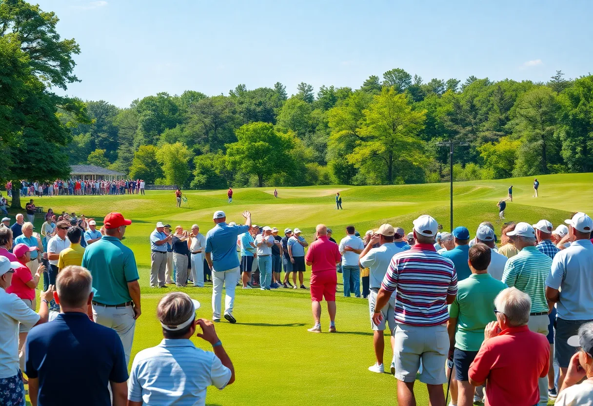 Golfers playing at the Saudi Open Golf Tournament