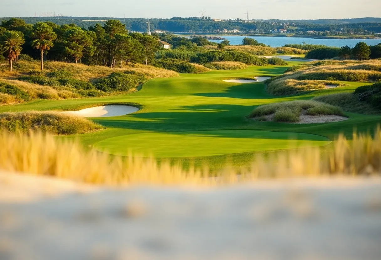 View of Saunton Golf Club's East Course with dunes and greenery