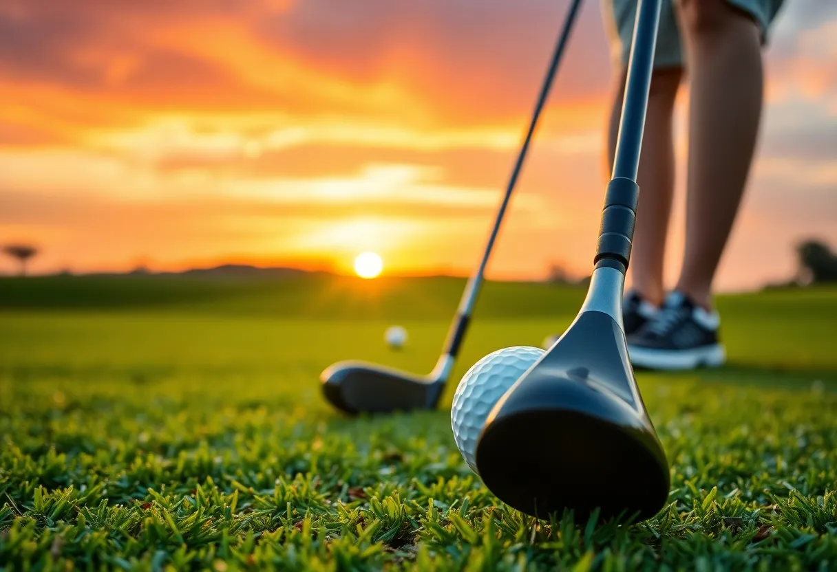 Golf scene showcasing competitive spirit and intensity