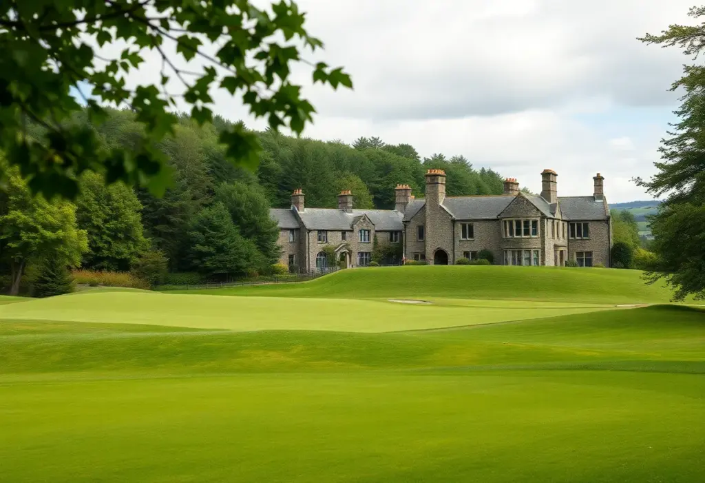 A beautiful Scottish golf course surrounded by greenery and landscape