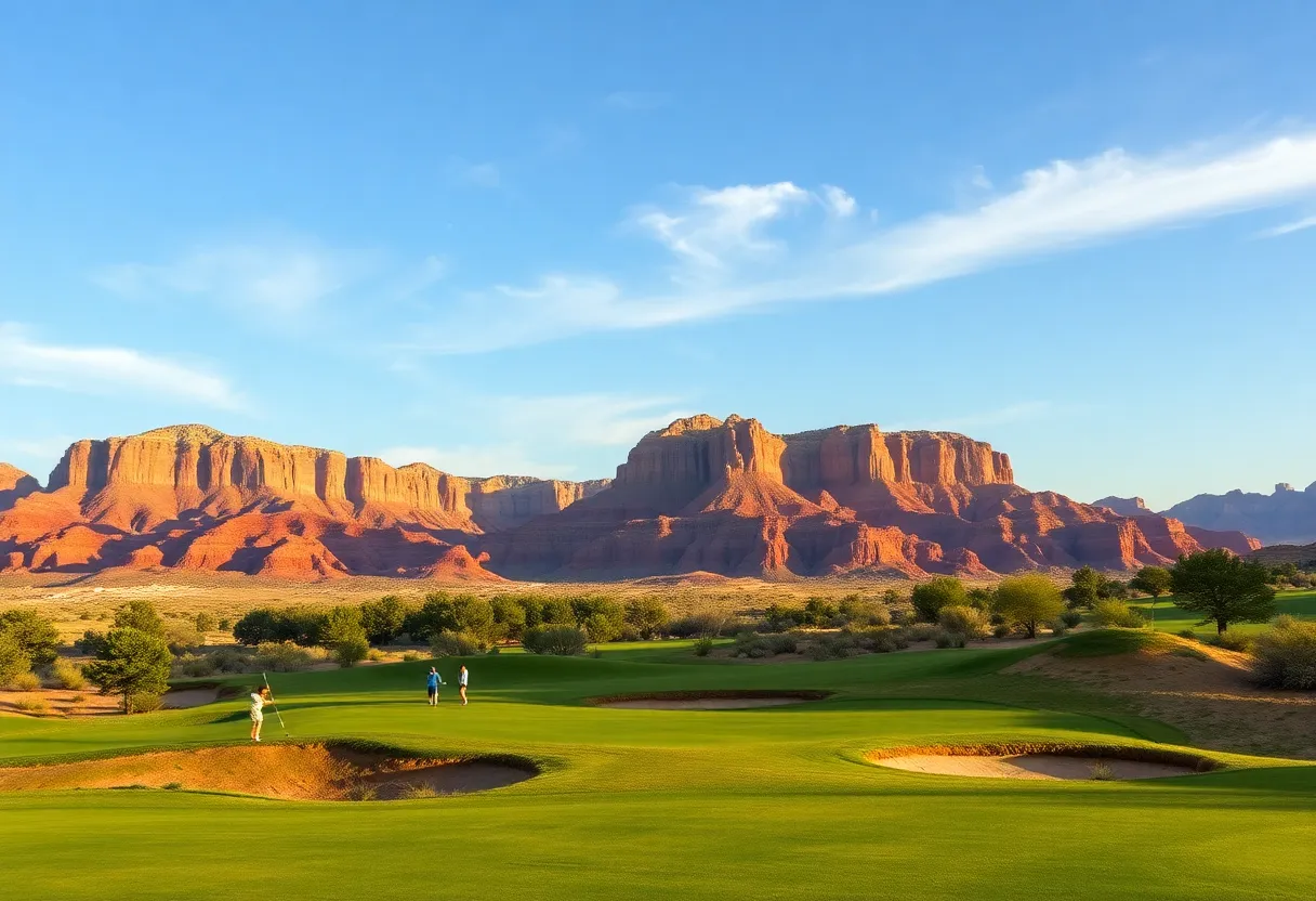 Golfers enjoying the beautiful St. George golf course